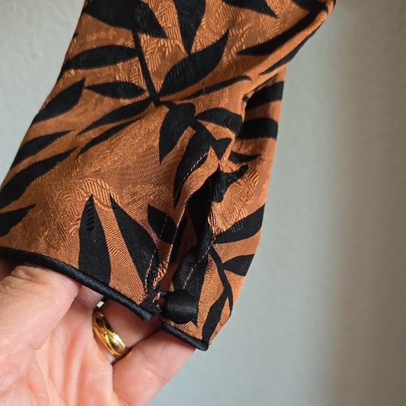 Brown Long Sleeve Wrap Dress with V-Neck - Picture 6 of 14